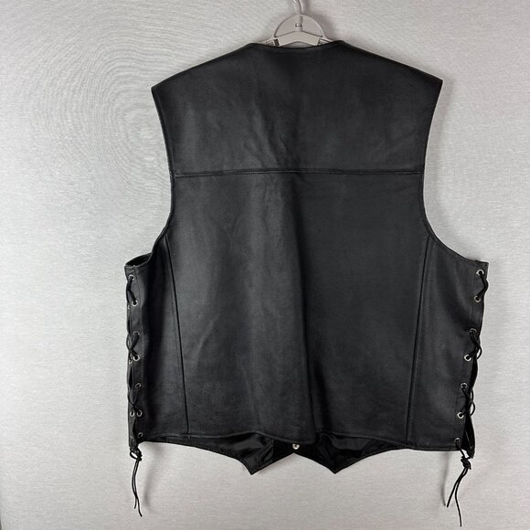 GENUINE LEATHER MOTORCYCLE VEST, ARD CHAMPS, SIZE 4XL, BLACK, 4 POCKET - Picture 4 of 8